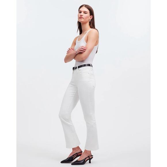 NWT Madewell Mid-Rise Kick Out Jeans In Pure White Size 23 - Picture 2 of 9